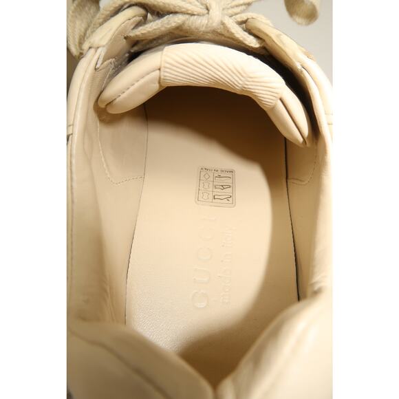Gucci Leather Rhyton Mouth Print Lace-Up Low Top Sneakers Ivory Size 5.5 - Picture 15 of 16
